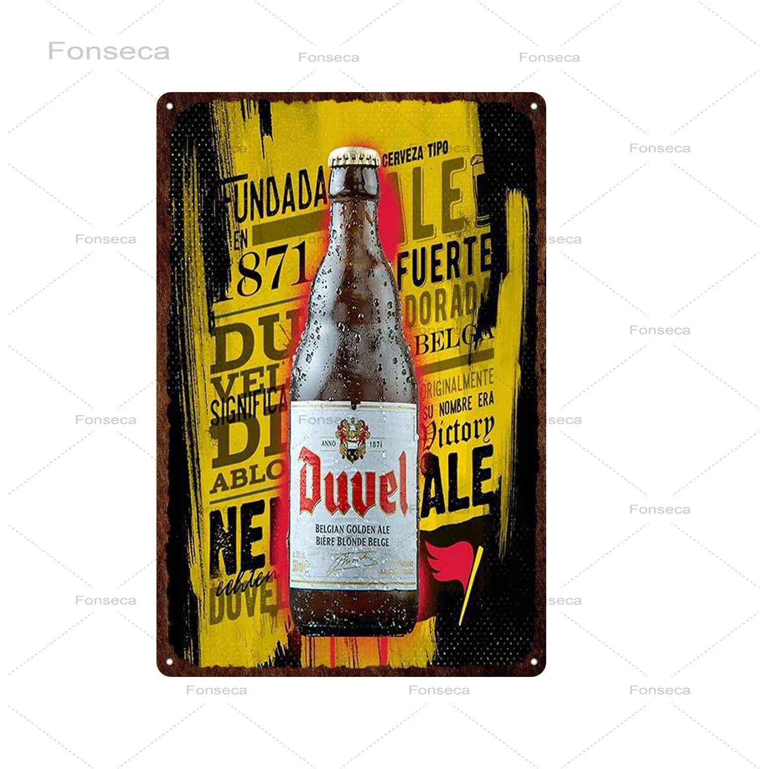 Винтажная декоративная металлическая табличка Duvel пиво оловянный знак бар паб