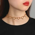Женский ожерелье с полым сердцем чокер из нержавеющей стали в Корейском стиле, милое Элегантное ожерелье-чокер в стиле панк, Подарочная цепочка для девушек, 1 шт.