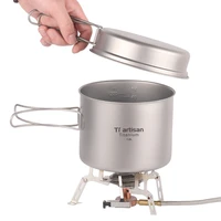 tiartisan titanium 1600ml pot with pan camping cookware pot and fry pan foldable handle with lid and stuff sack