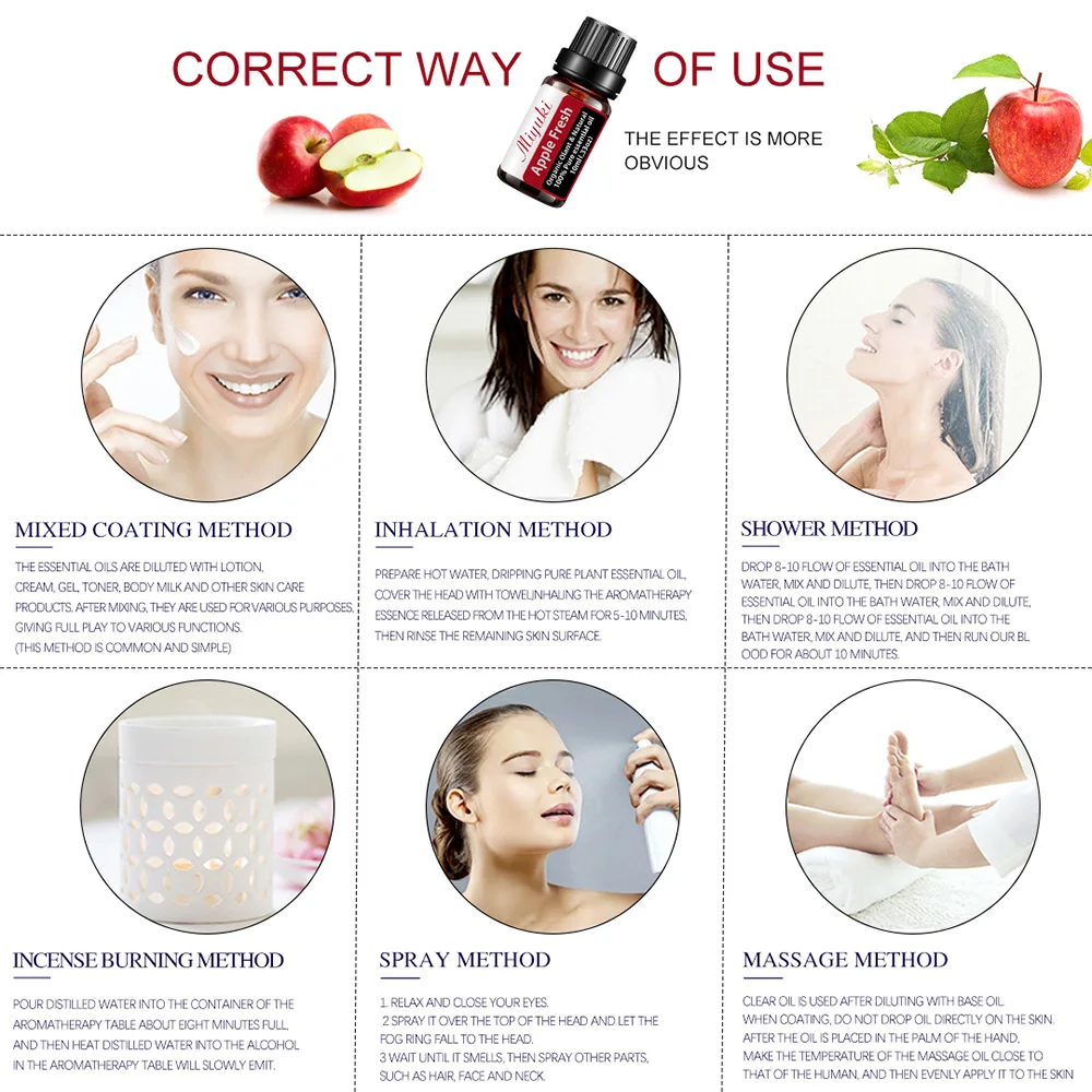 Эфирное масло для ароматов яблока 10 мл ароматическое с цветами фруктами