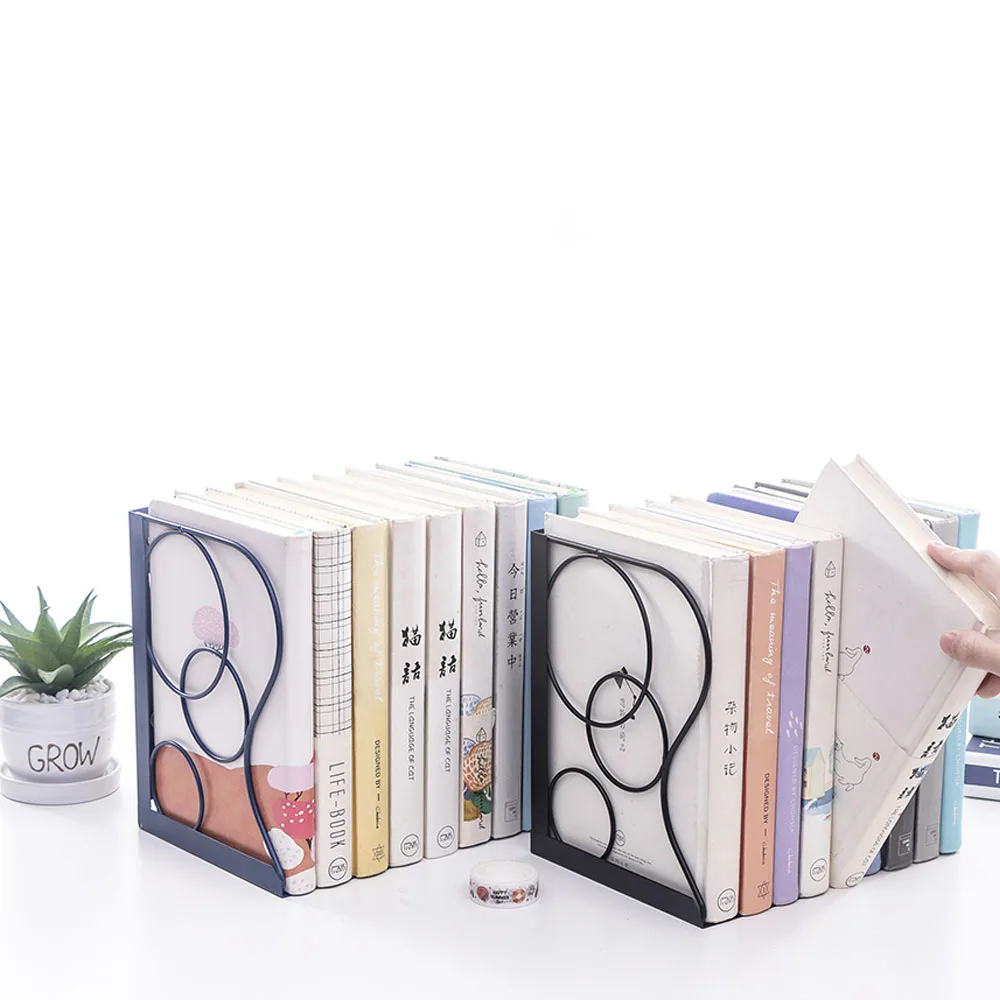 Retractable Metal Bookends Shelves Book Holder Support Stand Adjustable Bookshelf Desk Organizer Office Accessories Stationery