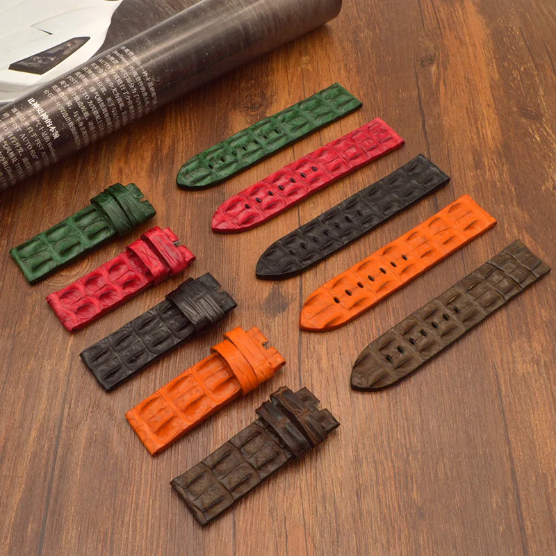 Ремешок мужской из крокодиловой кожи люксовый Модный черный браслет для