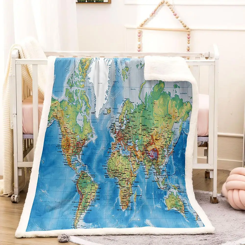 Плед Irisbell с картой мира рождественский подарок домашний декор одеяло для дивана