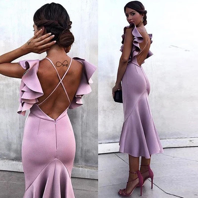 INDRESSME, женское вечернее платье, летнее платье, Vestidos, фиолетовое, с оборками, с бабочкой, без рукавов, с открытой спиной, женские сексуальные платья русалки