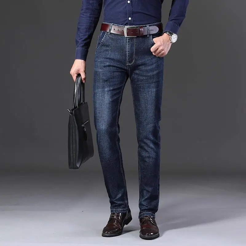 

Men's Straight Jeans Distressed Denim Pants Biker Ripped Jeans Winter Denim Trousers