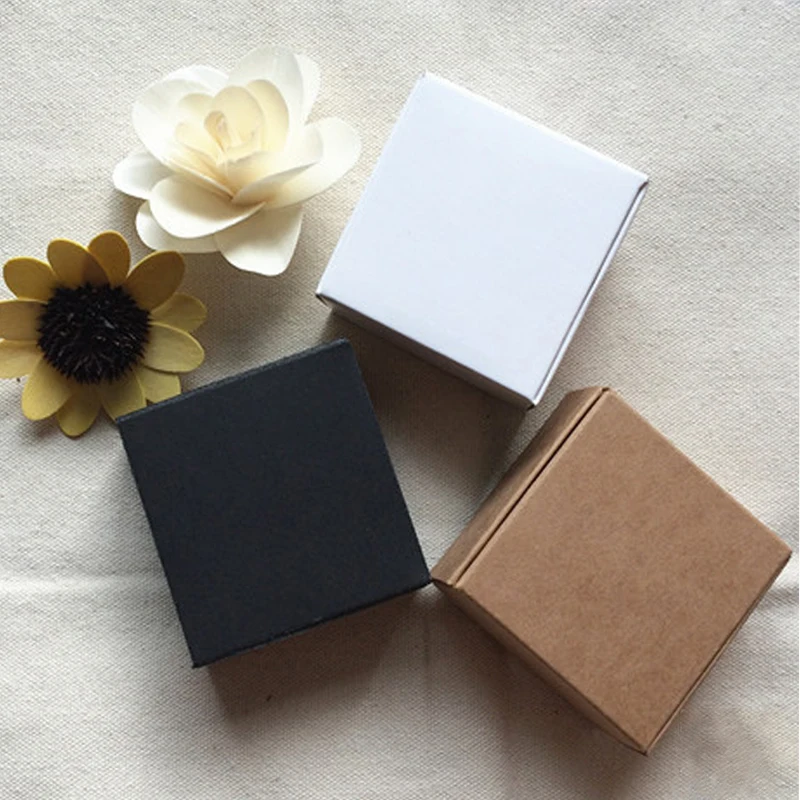 Коробка Подарочная из крафтовой бумаги для мыла ручной работы коричневая белая