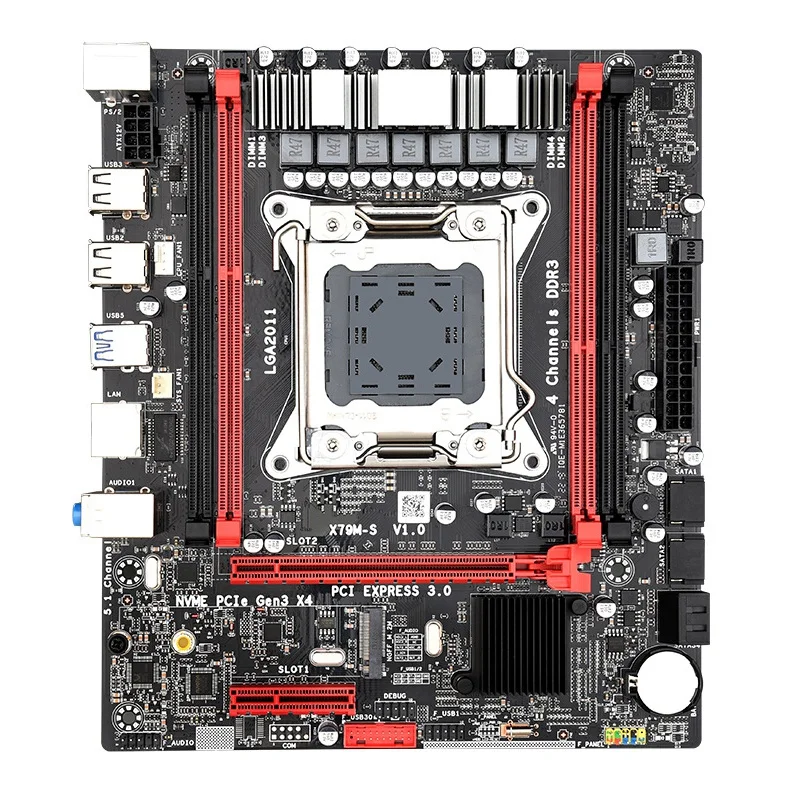 X79M S LGA 2011 V2 материнская плата 2 канала DDR3 64G Оперативная память M.2 NVME SATA III USB 3 0 для