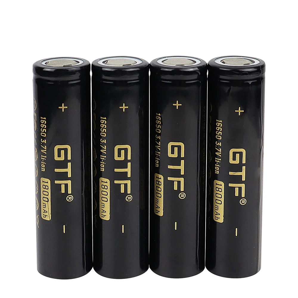 GTF 1800mAh 3.7V 16650 Lithium ion Rechargeable Battery ICR16650 li-ion cell baterias for led flashlight digital device