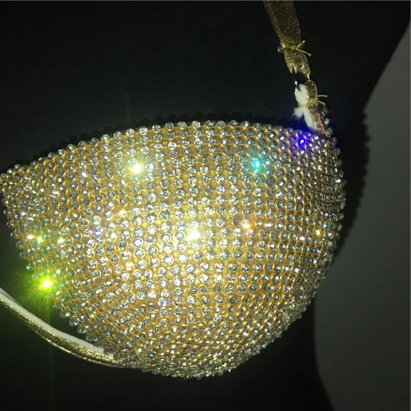 Купальник из 3 частей с блестящими кристаллами и бриллиантами бюстгальтер пуш ап