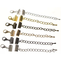 10pcs ribbon leather cord end fastener clasps extender chain lobster clasps bracelet connectors for diy jewelry making findings