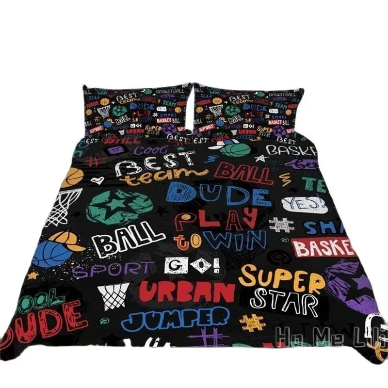 

Super Star Basketball Lover By Ho Me Lili Duvet Cover Sets Colorful Letters Funny Bedding Students Gifts