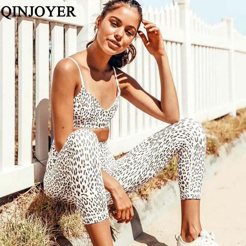 Женский спортивный костюм с леопардовым принтом женская одежда для фитнеса