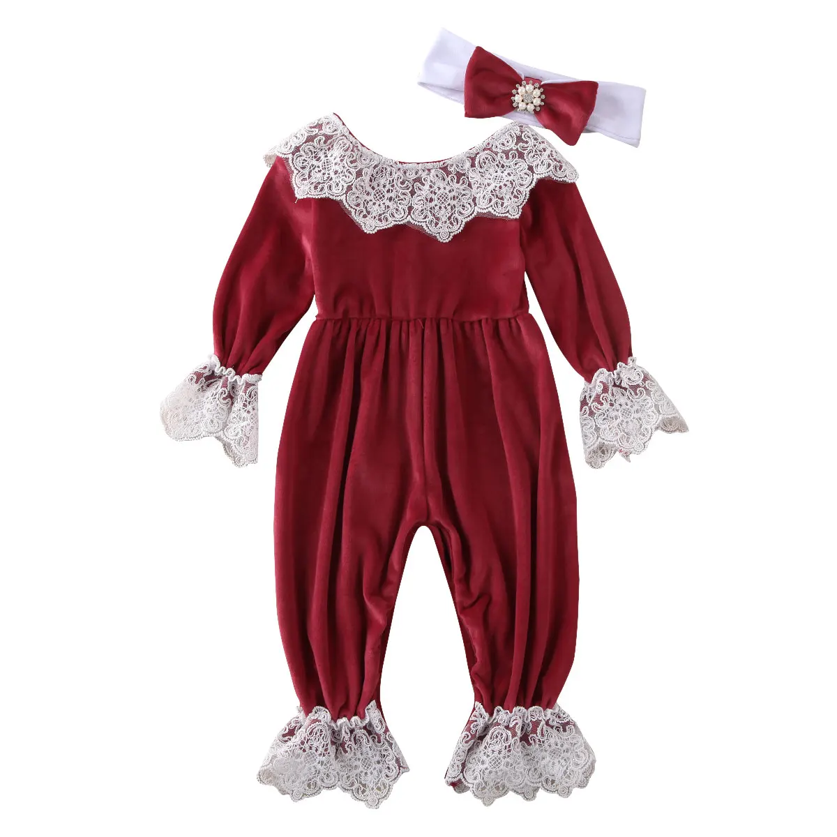 Новинка 2020 комбинезон для новорожденных девочек с кружевом бархатным плюшем