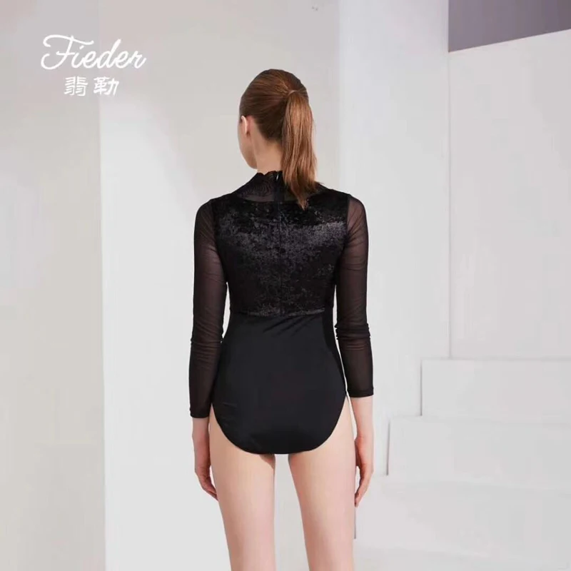 Новинка 2020 высококачественные женские балетные трико из черного бархата с