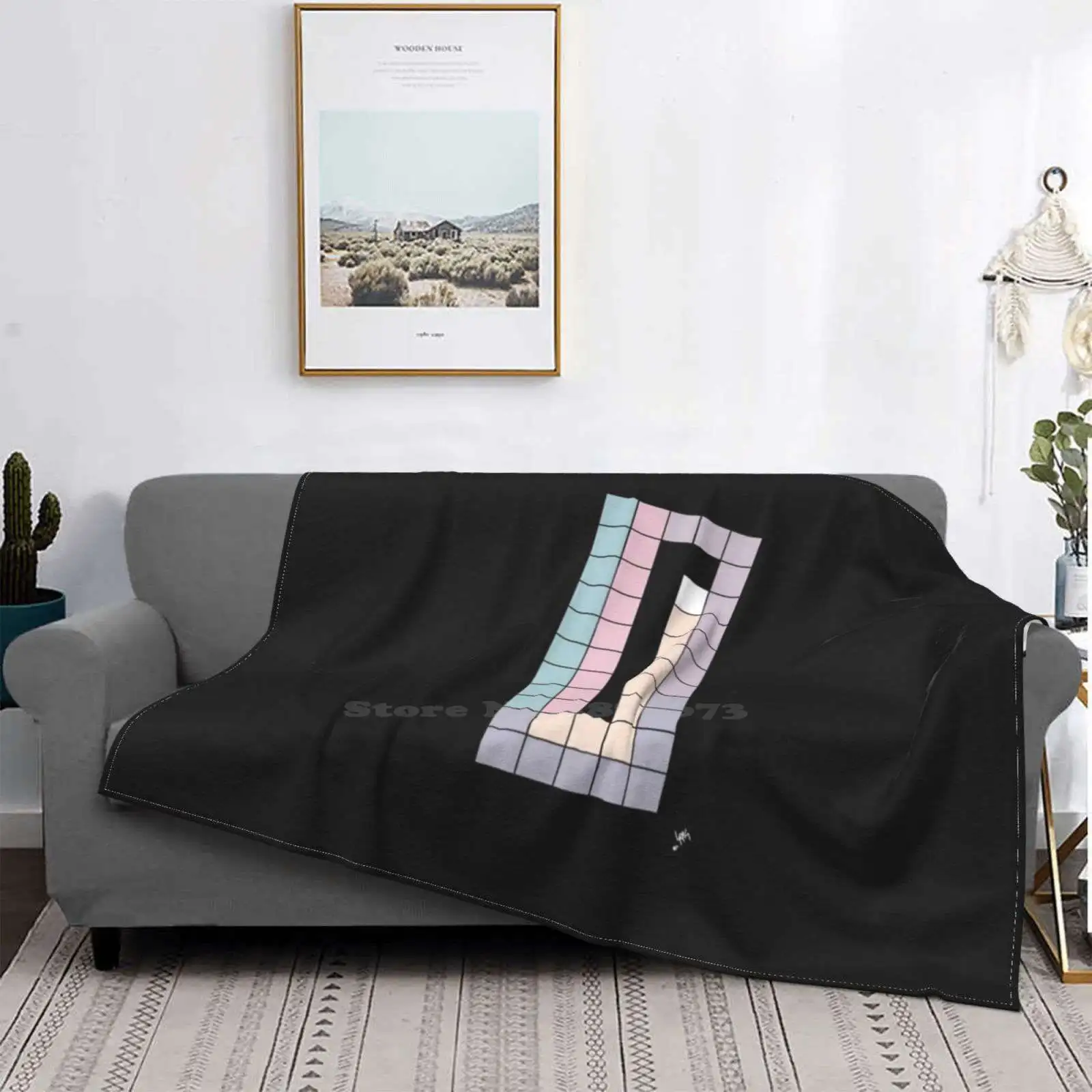 

Untitled For Home Sofa Bed Camping Car Plane Travel Portable Blanket Abstract Squares