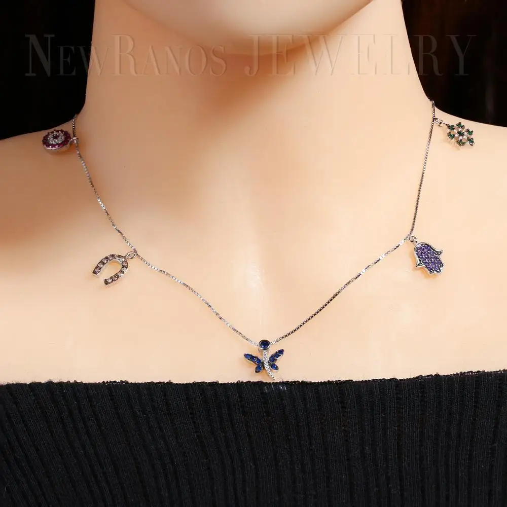 Newranos 925 Sterling Silver statement Choker necklace hand necklaces fashion collar women jewelry Personalized | Украшения и