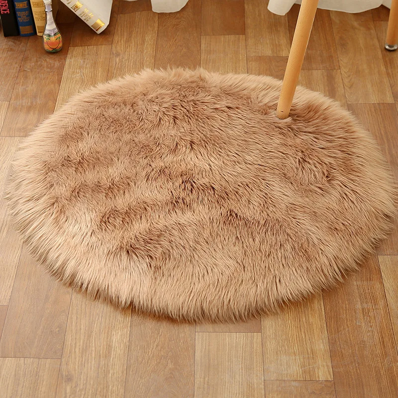 

Khaki Simple and Fashionable Bedroom Carpet Decoration Little Princess Room Essential Round Carpet