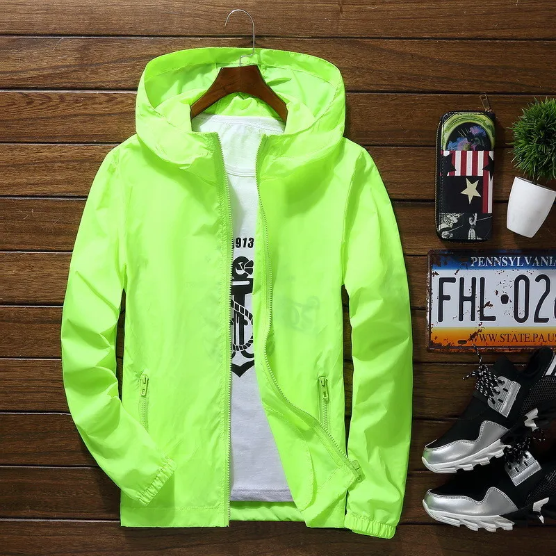 

Thin Candy-Colored Outdoor Coat Casual J Loose Jacket Man Sport Windbreakers Outwear Male's Cycling Tops Coat Jackets Thin Men's