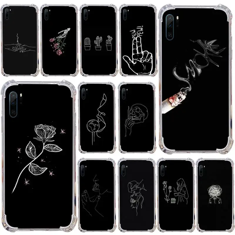 

Black Sexy Art Rose Lover Harajuku Aesthetics Transparent for Samsung s9 s10 s20 Huawei honor P20 P30 P40 xiaomi note mi 8 9