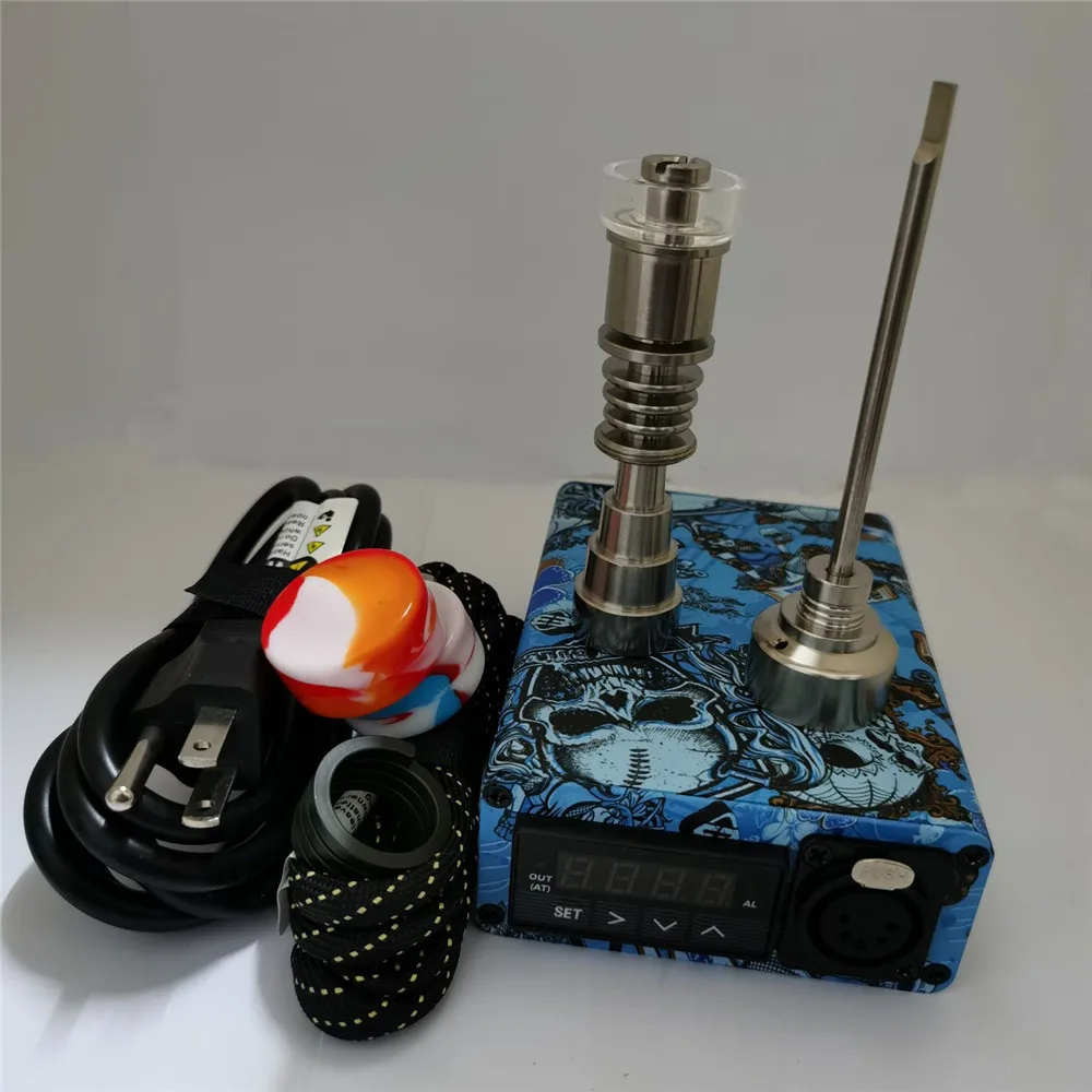 Graffiti Enail Dab Kit Electric Nail Pen Rig Wax PID TC Box with Coil Heater 6 in 1 Hybrid Ti&ampQuartz for glass bongs |