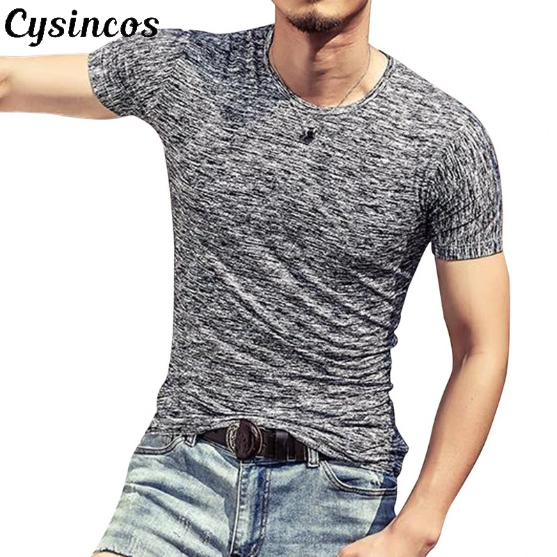 CYSINCOS Модные мужские футболки летние спортивные для бега мужская одежда с