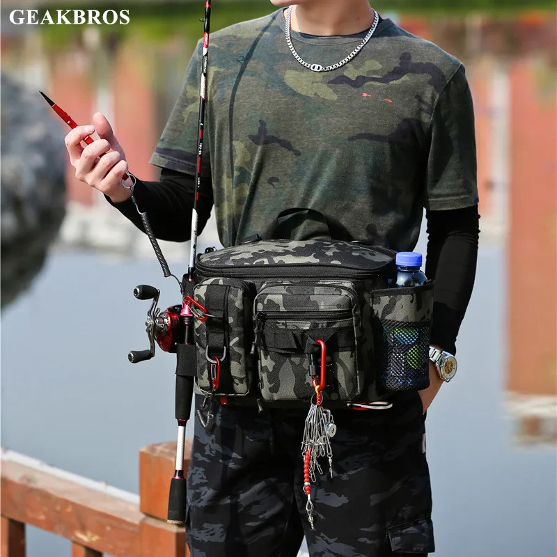 

Fishing Tackle Backpack Waist Bag Fish Lure Bait Box Gear Storage Outdoor Sport Waterproof Hiking Hunting Shoulder Crossbody Bag