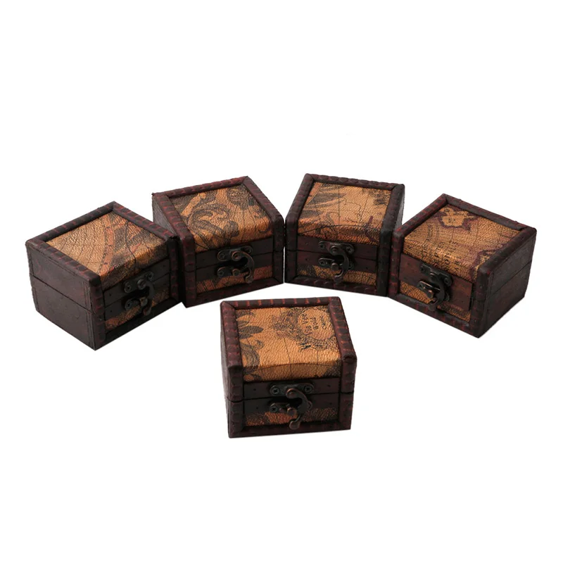 

Vintage Wooden Map Storage Box Case Jewellery Cufflinks Chest Small Gift New
