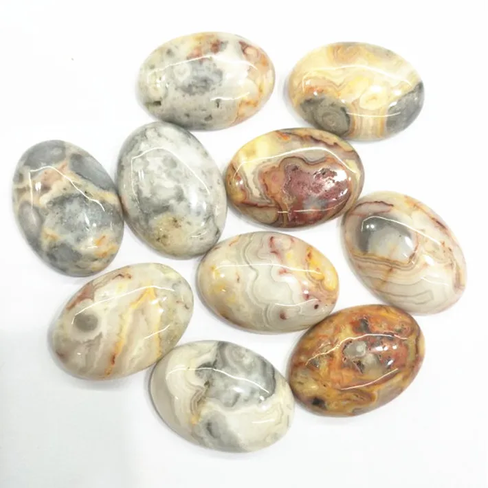 

10pcs nature carzy agate stone cabochons oval shape 18x25mm unique beads accessories loose beads cabs no hole