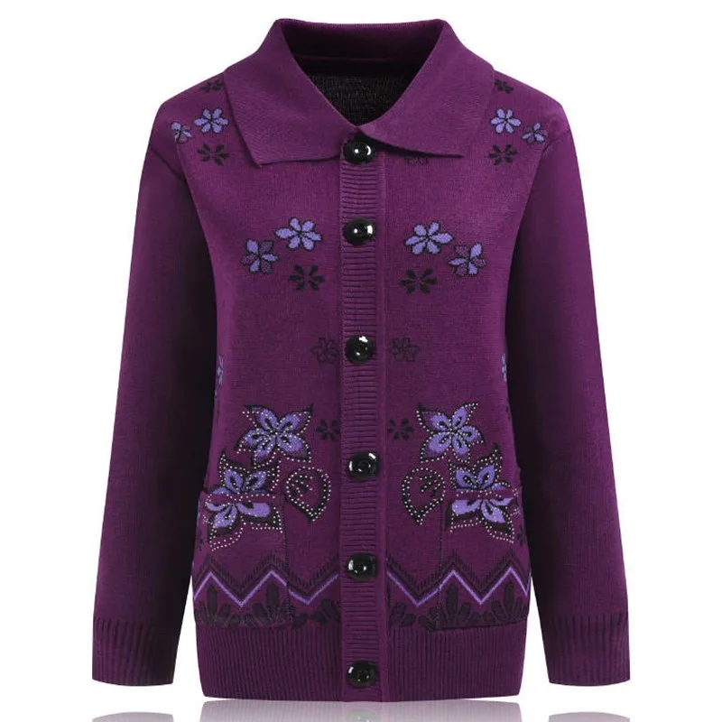 Трикотажный кардиган для женщин среднего возраста свитер пальто 2020 осень