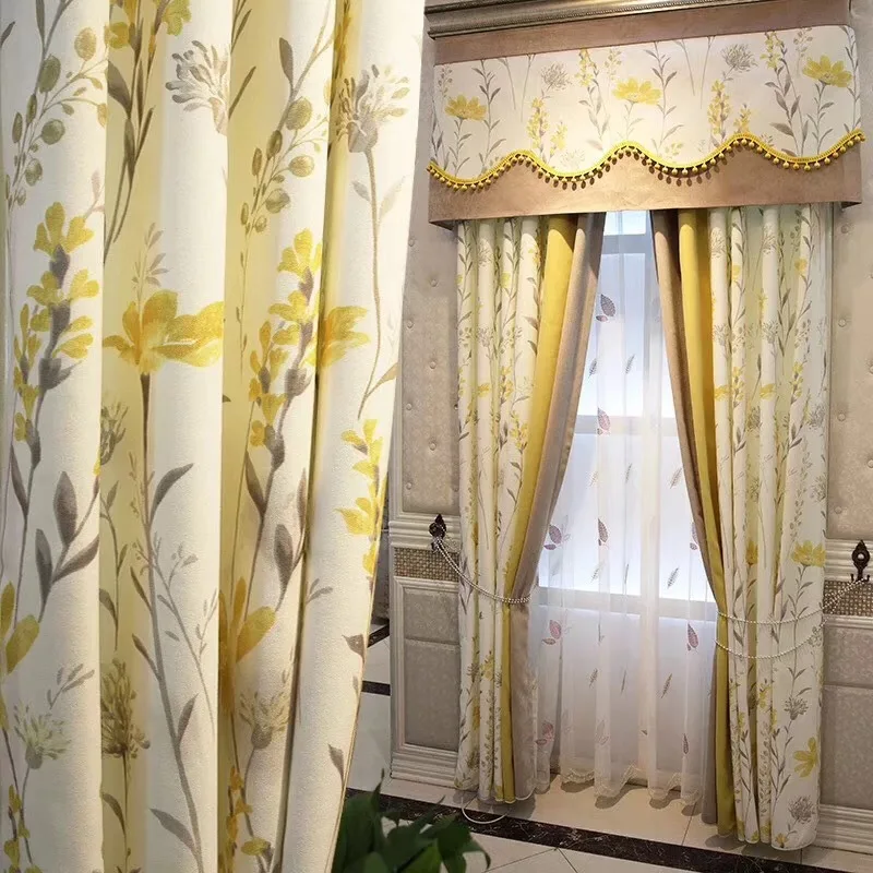

American Pastoral Country Style Print Fabric Finished Customized Cloth Curtain for Living Room Bedroom Curtains Curtain Fabric