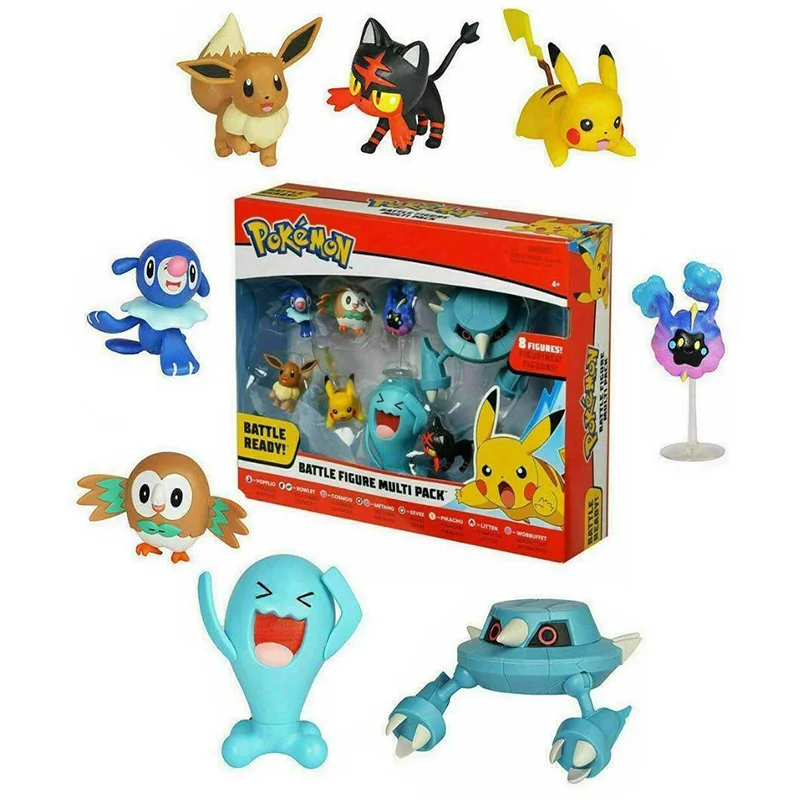 Оригинальный Покемон битва рисунок комплект из 8 шт. тряпок аниме модель Popplio Rowlet