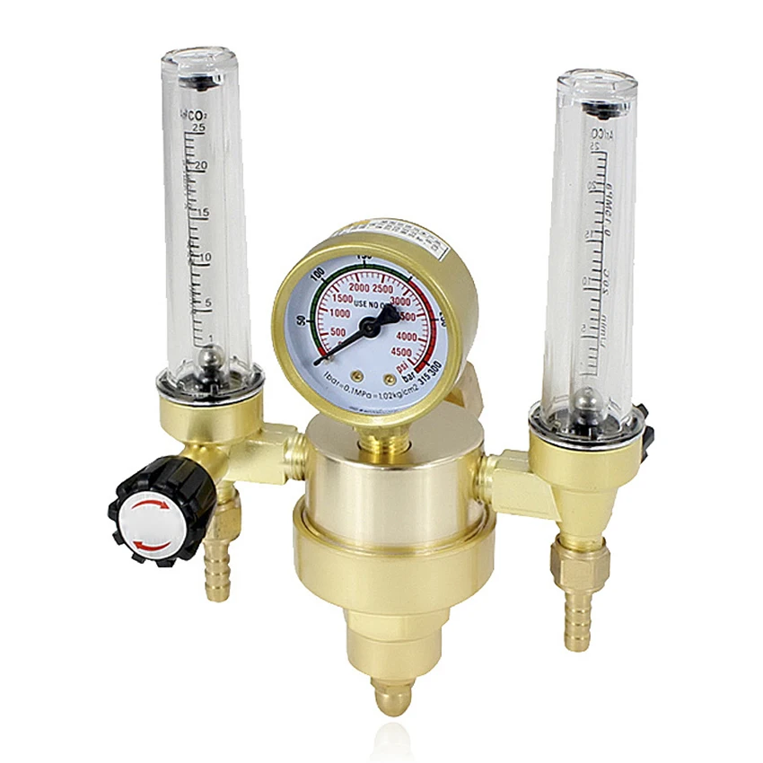 OBC-328 Argon Regulator Gas Pressure Reducing Valve Double Tube Flowmeter Welding Gas Regulator Argon Pressure Reducer 0-25LPM