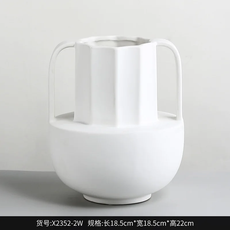 

White Large Ceramic Vase Decoration Home Nordic Modern Simple Flower Vase Table Office Living Room Decoration Accessories Ideas