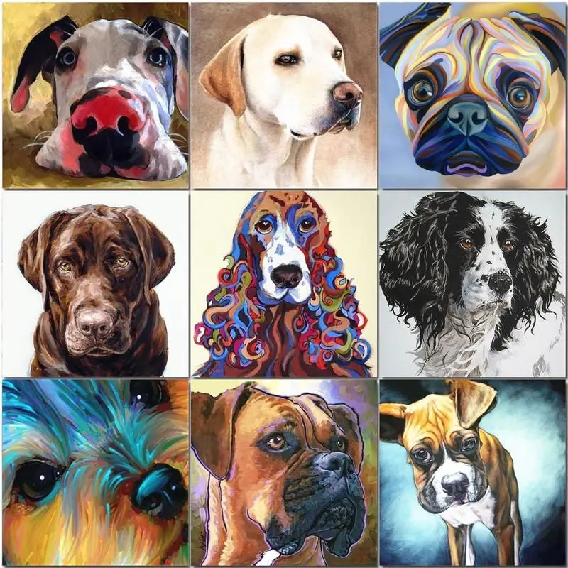 CHENISTORY Рисование по номерам собаки животное рисование на холсте ручная роспись