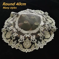 european style luxury embroidered round lace placemat table mat coaster fruit snack tea set dust proof decorative cover cloth