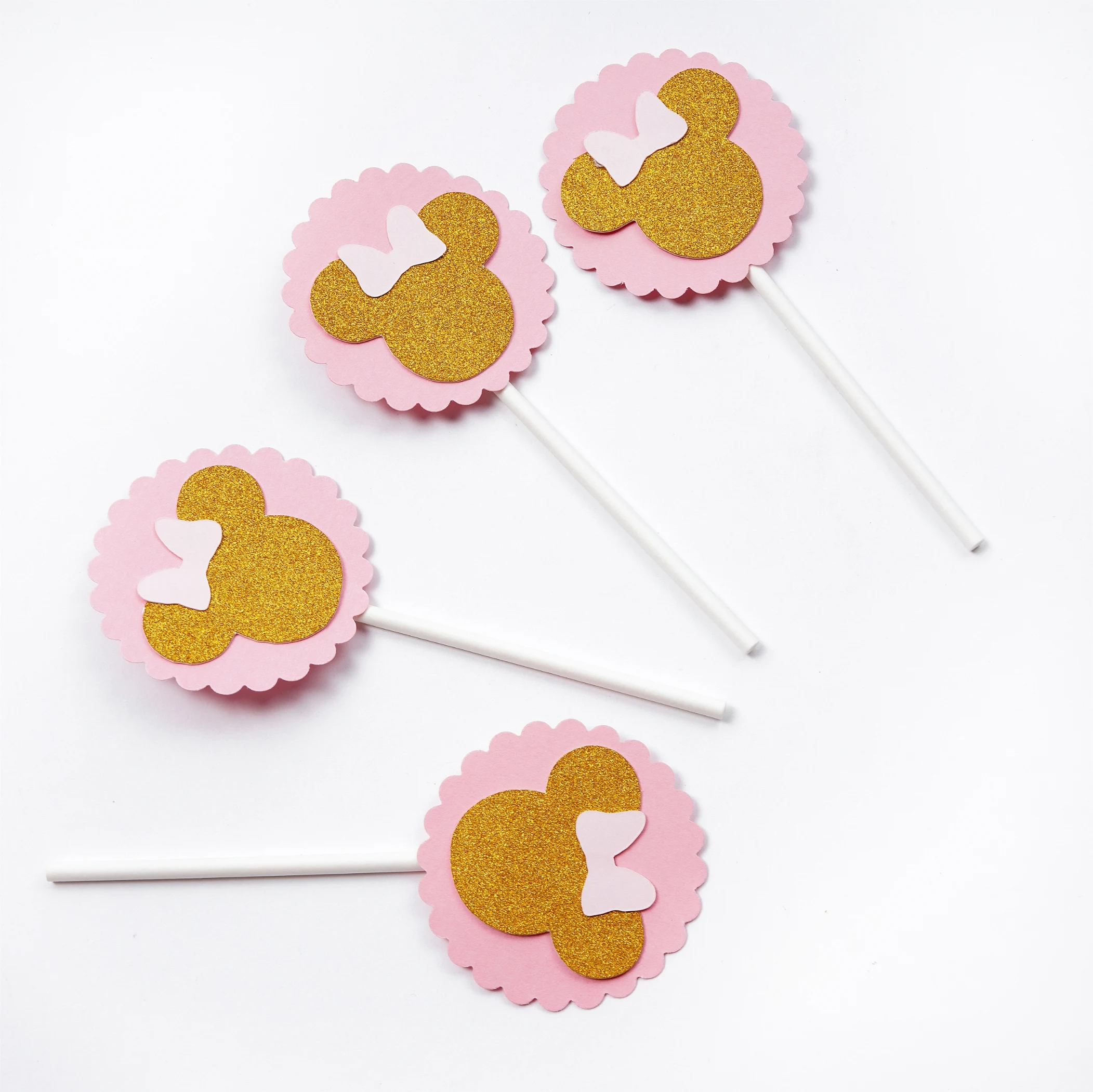 10 шт. Золотой флаг Минни Маус для торта на день рождения детские украшения