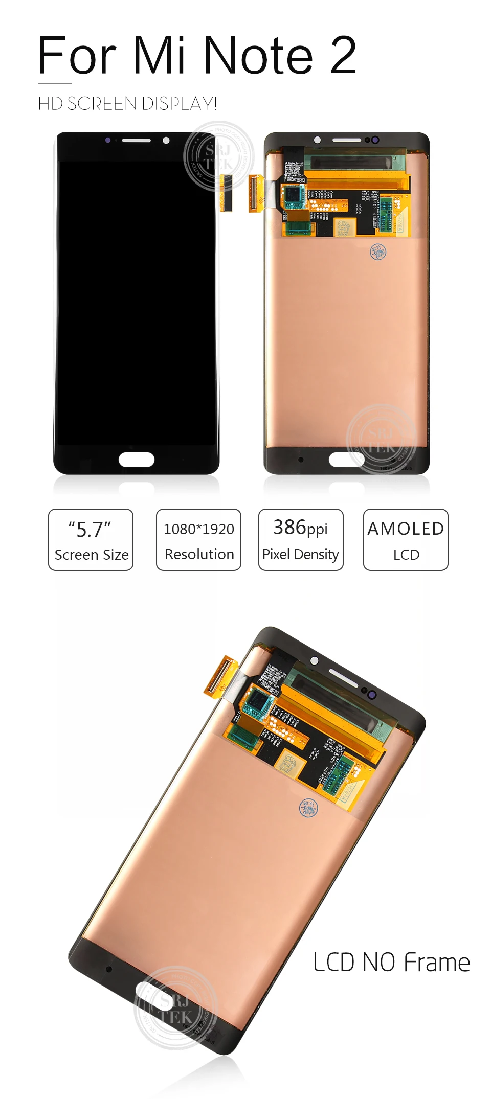 Srjtek для Xiaomi Mi Note 2 ЖК-матрица сенсорный экран дигитайзер полная сборка с рамкой для Xiaomi Mi Note 2 дисплей Note2 touch