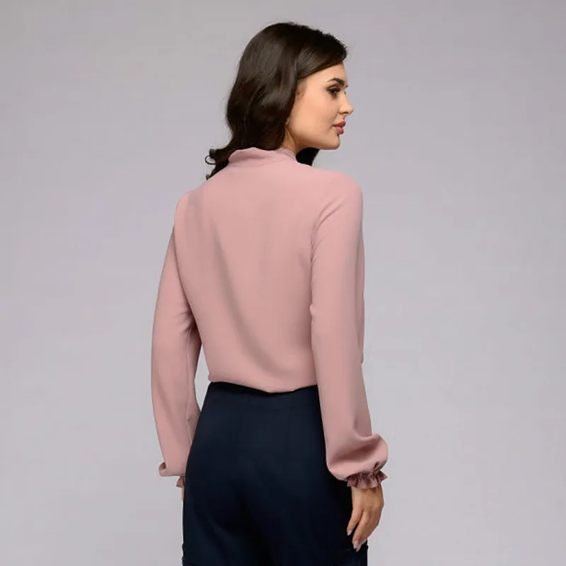 Женская элегантная блузка с бантом женская рубашка на весну и осень однотонная