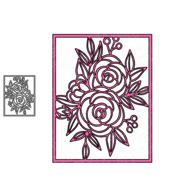 

JC Metal Cutting Dies for Scrapbooking Flowers Rectangle Background Frame Shape Stencil Craft DIY Album Embossing Paper Template
