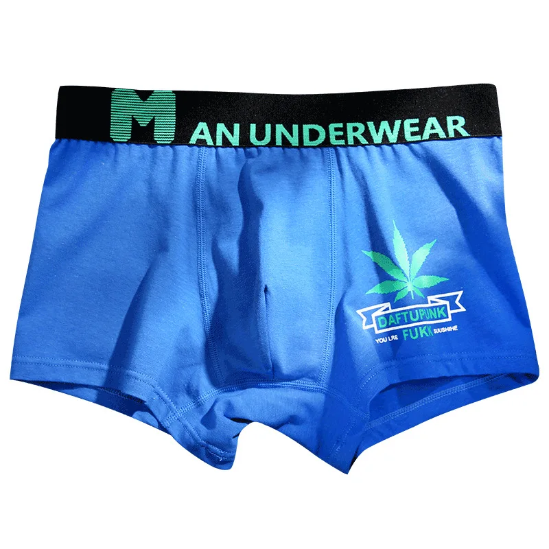 

Gray Men's Underwear Trend Maple Leaf Cotton Boxer Boxer Leggings Mid-waist Pants Men's Underwear Cotton Boxer Shorts