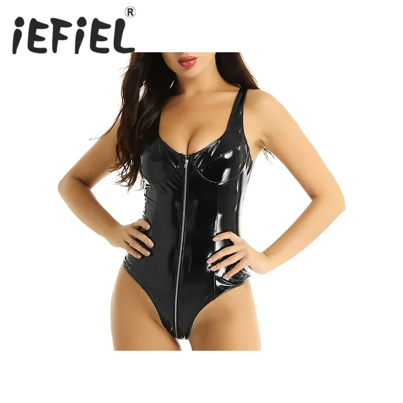 Женские стринги боди Wetlook женское белье из лакированной кожи без рукавов широкие