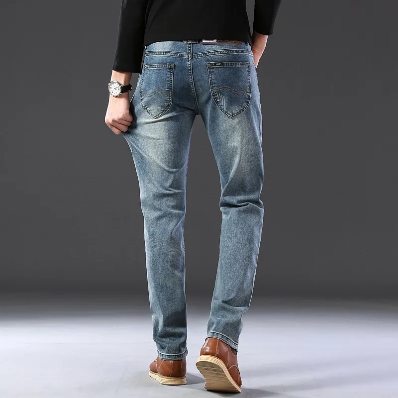 

2021 SULEE Top Brand New Men's Jeans Business Casual Elastic Comfort Straight Denim Pants Male High Quality Brand Trouser