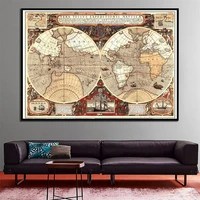 60x90cm creative vintage world latin map home office wall decor map hd canvas spray painting