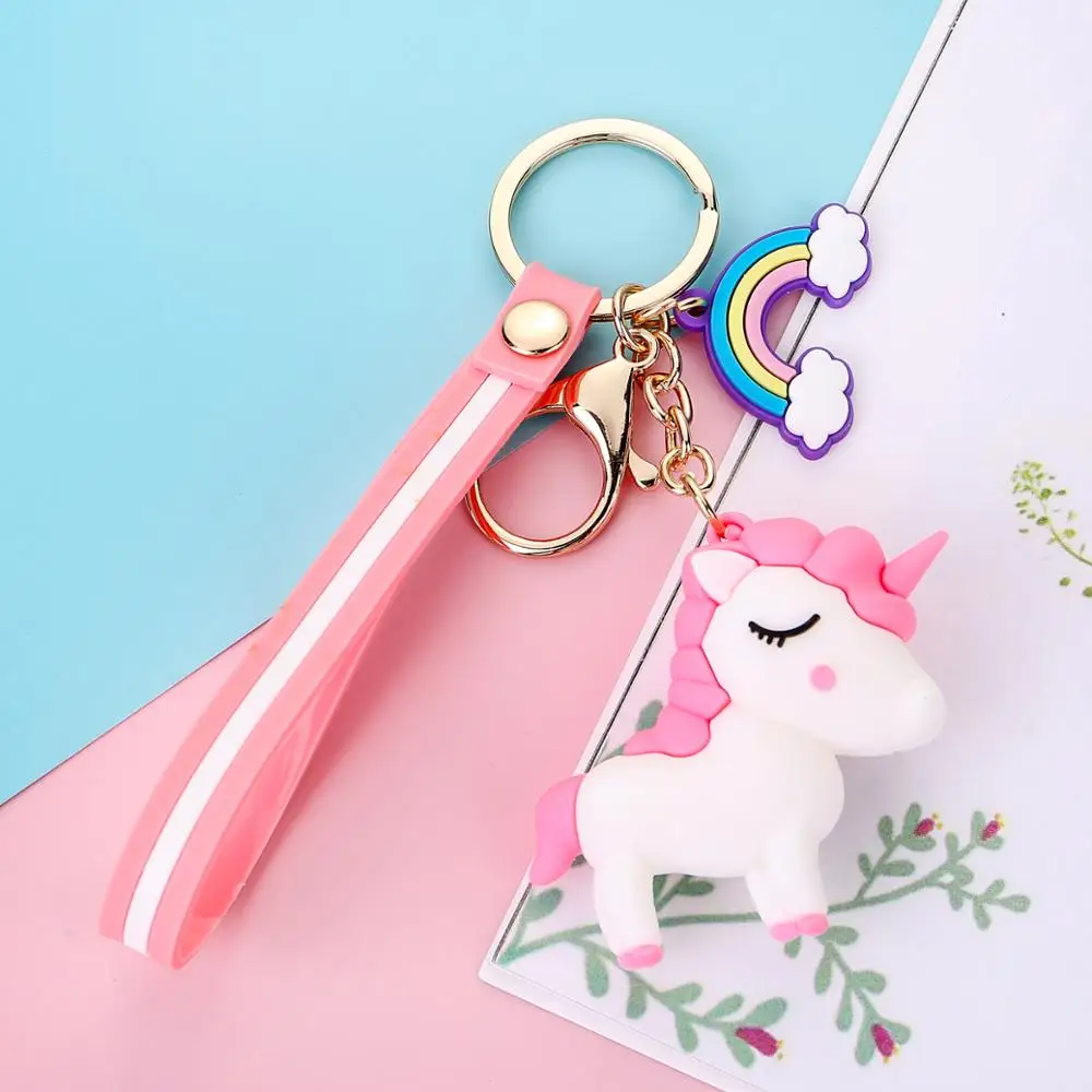 2020 милый Радужный брелок с единорогом мультяшный силиконовый животный