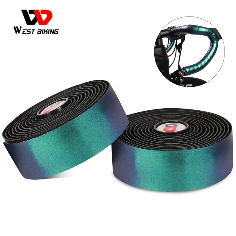 

WEST BIKING Bike Handlebar Tape Reflective Discoloration Road Bike Cycling Bar Tape Wrap With Bar Plugs Bicycle Accessories