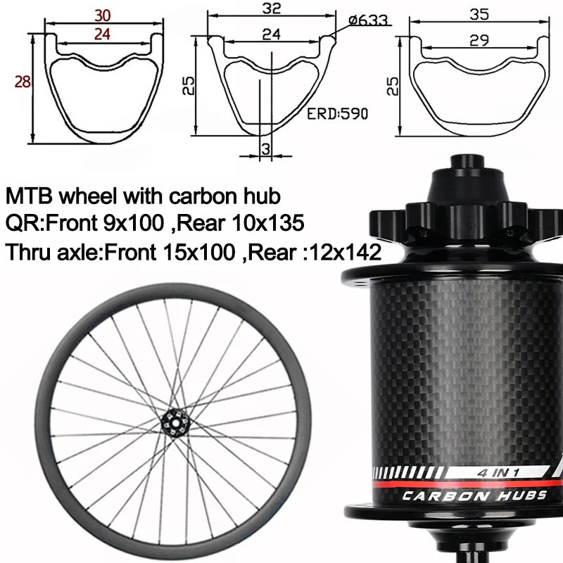 

light 29 carbon mtb wheels width 30/35mm depth 25/28mm disc carbon mtb hub wheelset 9x100 10x135 15x100 12x142 700C
