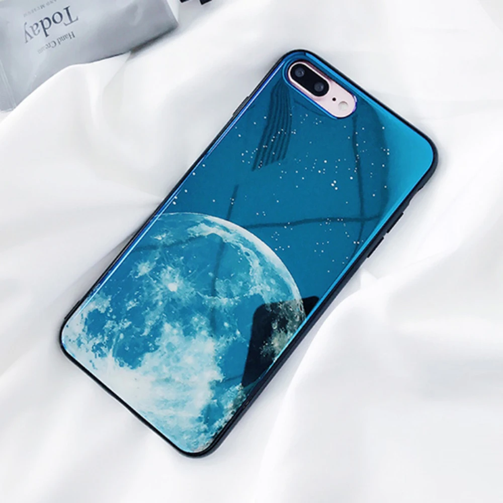 

2021 Luxury Glossy Blu-ray Phone Case For iPhone 11 Pro Max XR XS Max 6 7 8 Plus X Beautiful Moon Soft Back Cover