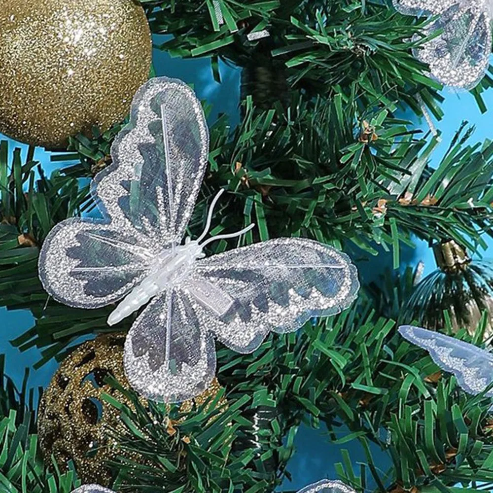 

12x 8cm Butterfly Cloth Piece Butterflies Butterfly Clip-on Decorative