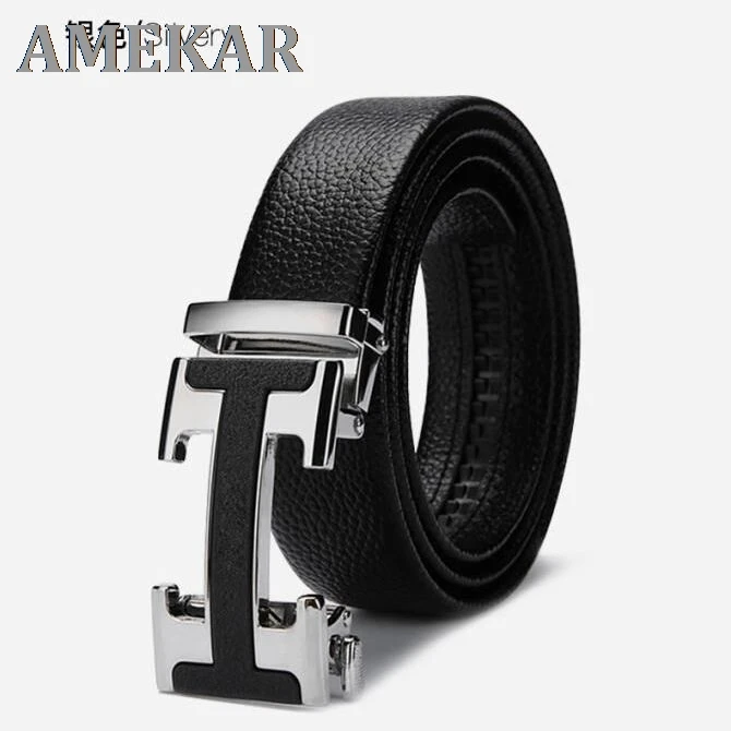 

H belt men's leather automatic buckle pants belt youth Joker pure cowhide H buckle men's belt tide