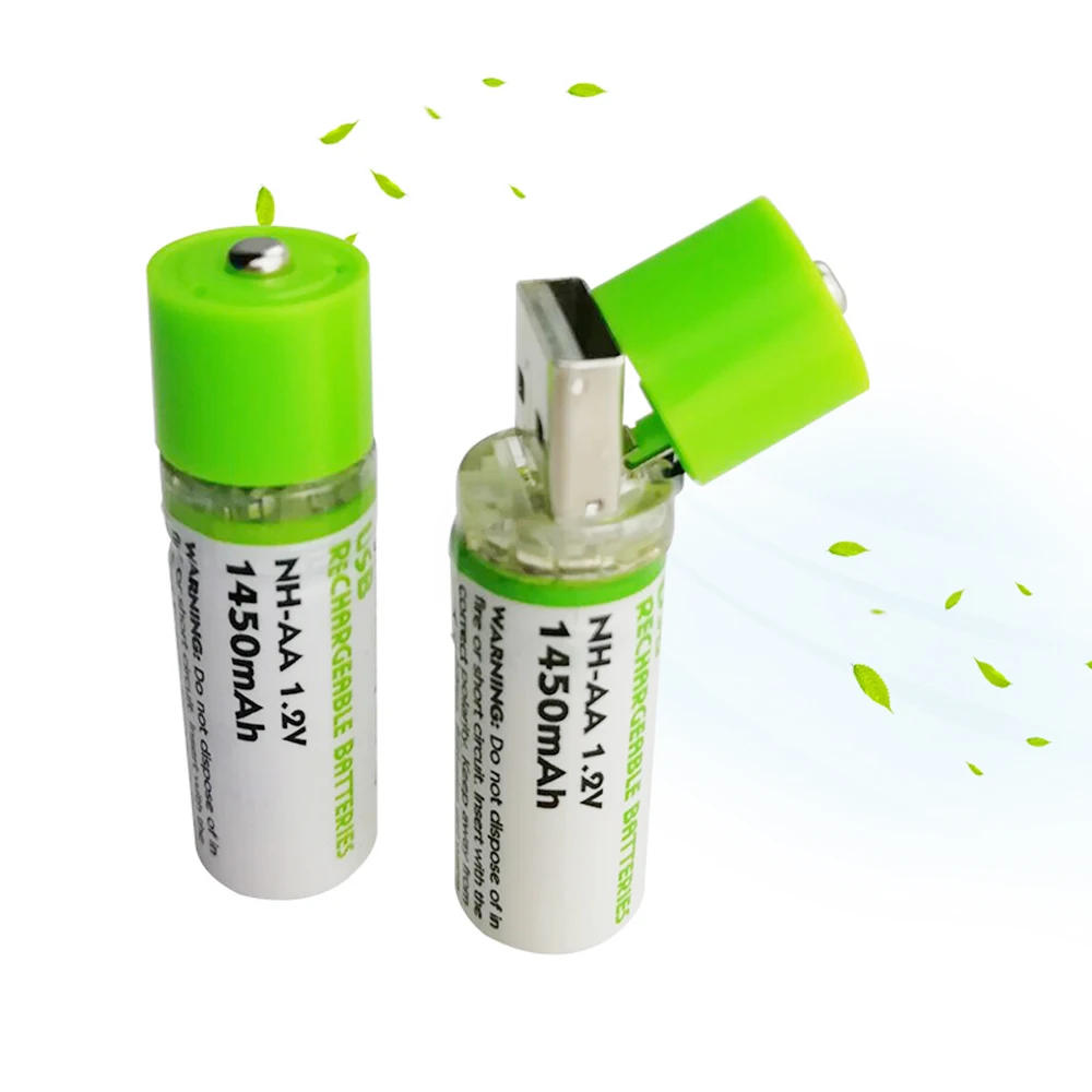 1 шт. AA батарея Nimh 2 в 1450 мАч аккумуляторная Ni-MH USB micro usb зарядные батареи |